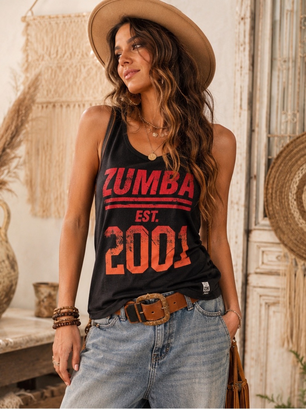 Zumba Wear Black Graphic Ribbed Tank Top “ZUMBA EST. 2001” Small